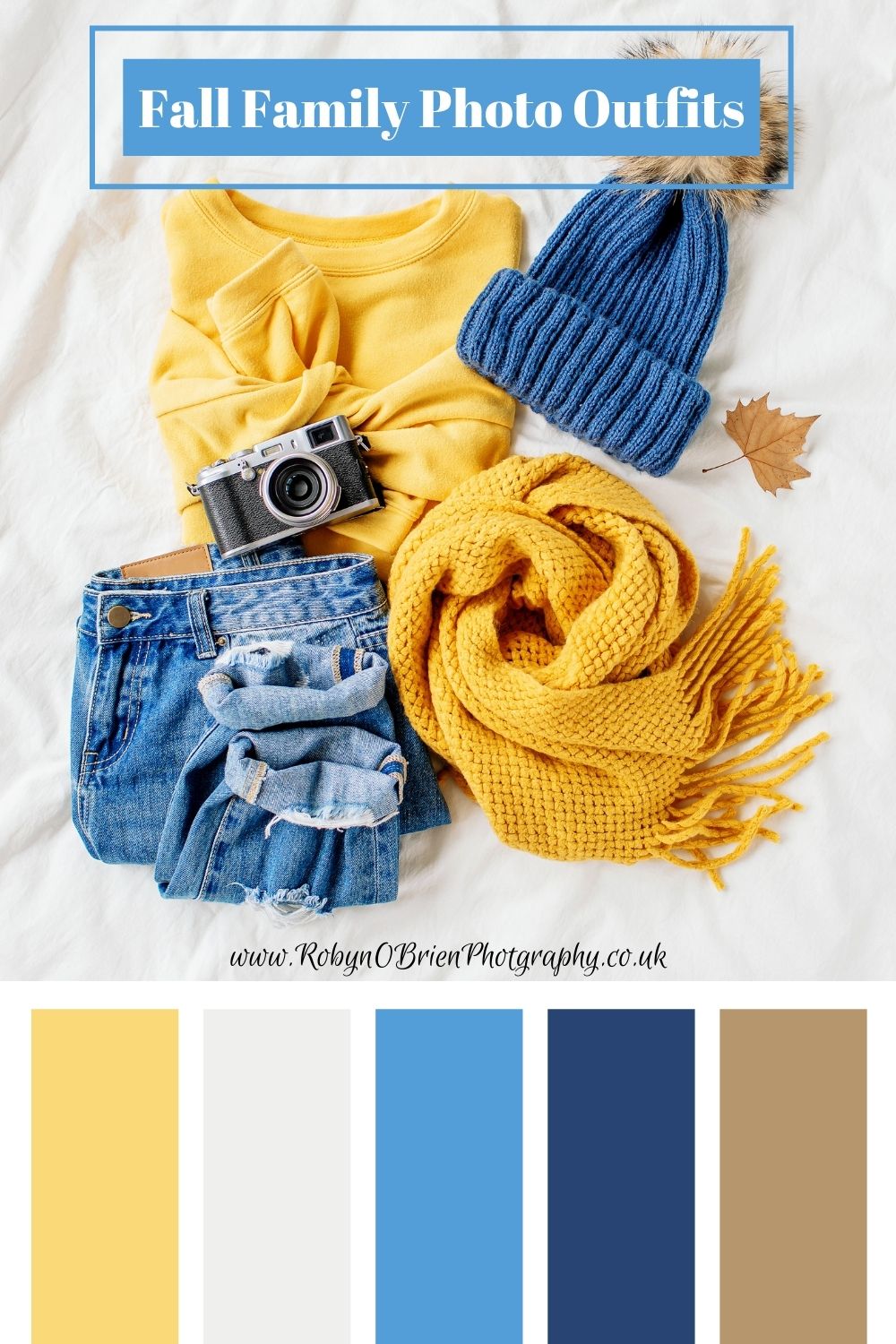 Blue and golden yellow - what to wear for family pictures colour pallete