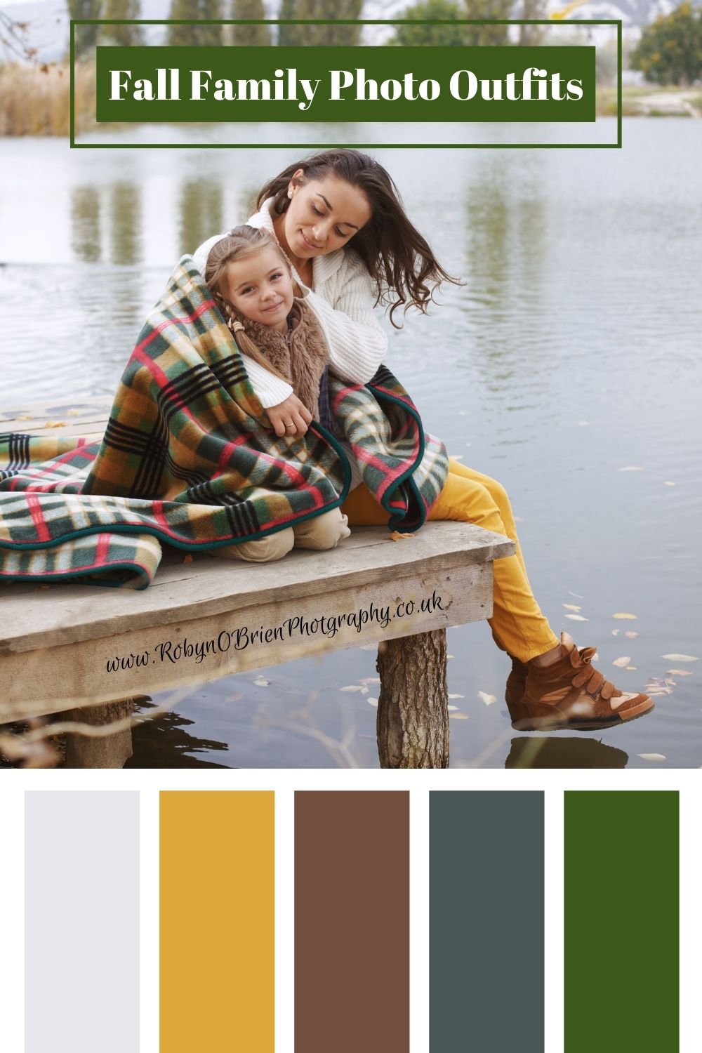 Olive green and golden yellow - what to wear for family pictures colour pallete